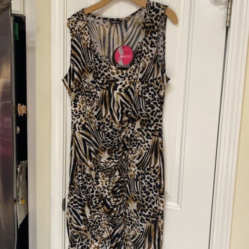 Slimpack Women's Animal Print Dress XL Built In Shapewear        ‎ 3788